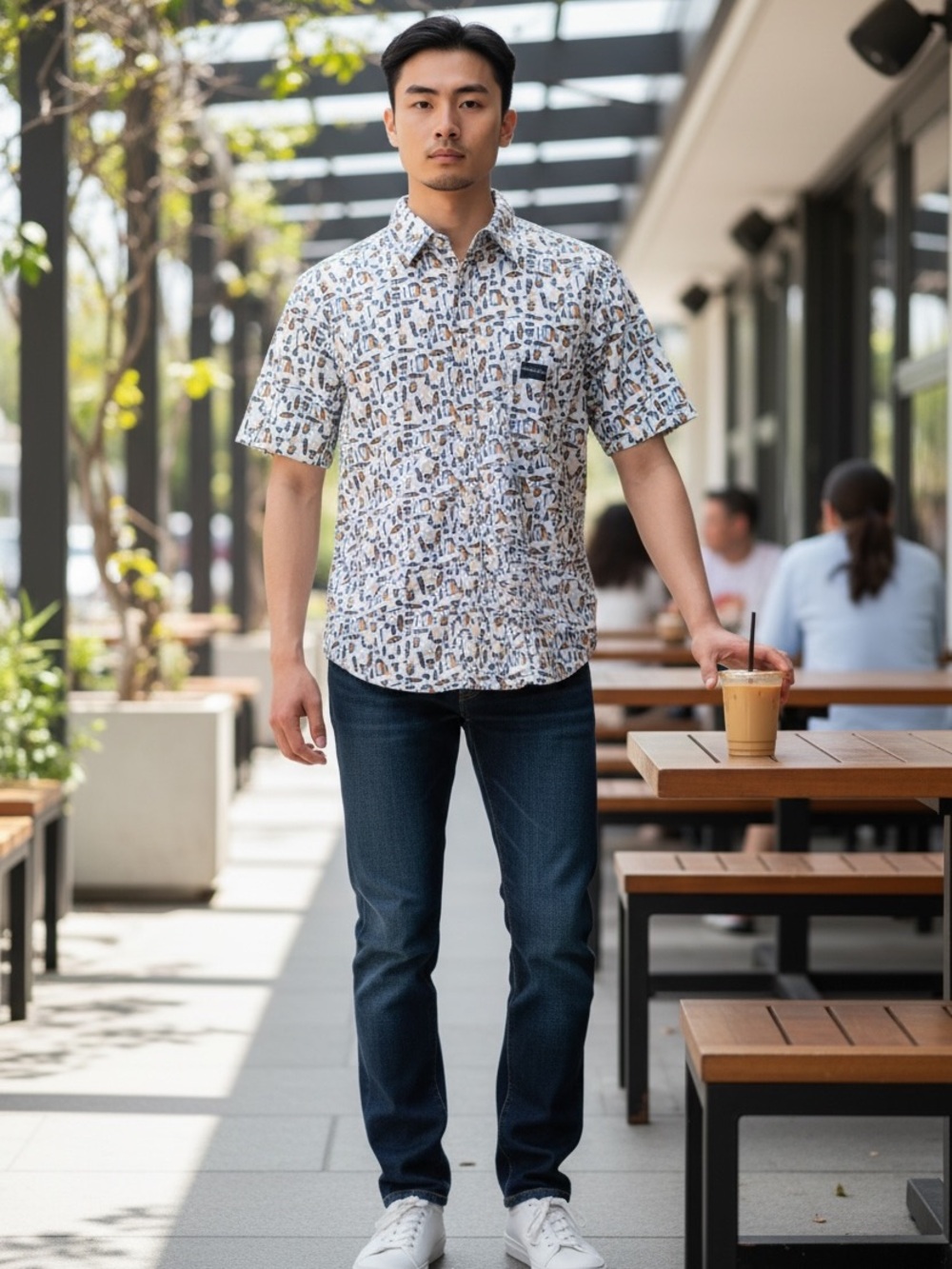 Men's Burlebo Crawfish Short-Sleeve Printed Button-Up Shirt - White Multi Medium